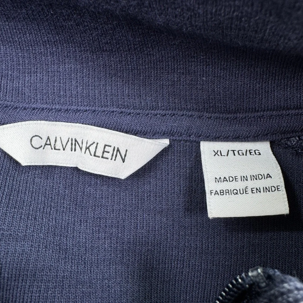 Calvin Klein Men's Pullover Quarter Zip Blue‎ XL Heathered Raglan Sweatshirt